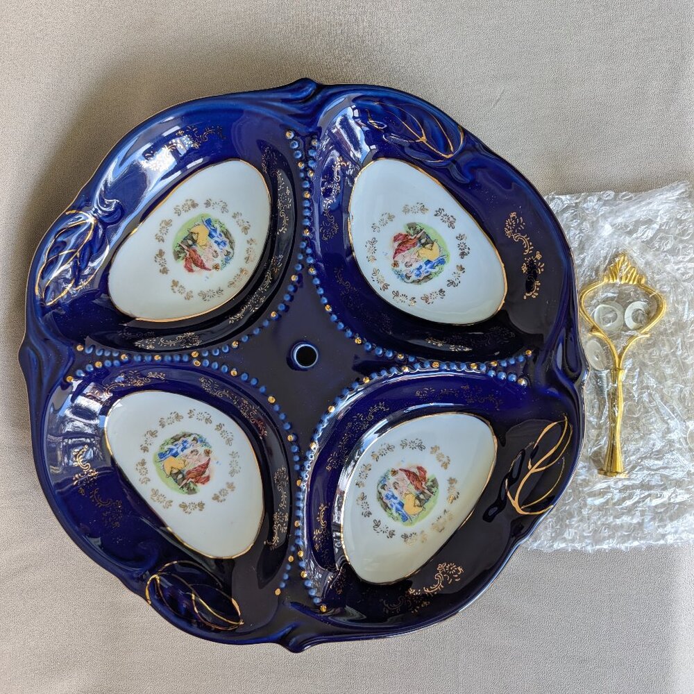 Thun Czech Republic Karlovarsky Porcelan Original Kobalt Blue Divided Platter